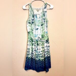 Elegant Green and Blue Midi Dress